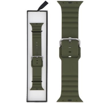Silikonski pašček Grooved temno olivno zelene barve za pametno uro Apple Watch 42/44/45/49 mm zelene barve