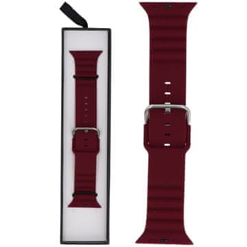 Silikonski pašček Grooved Burgundy za pametno uro za Apple Watch 42/44/45/49 mm Burgundy