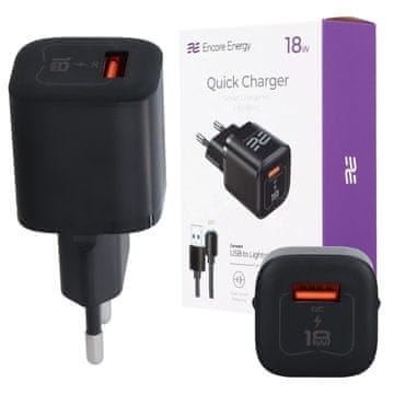 Nov 18W USB QC stenski polnilnik + USB - Lightning kabel 100 cm MD-181mL