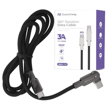 Nov USB-C x2 kabel s premičnim vtičem QC PD 3A 60W za polnjenje in prenos podatkov 100 cm pleten EE122-CC