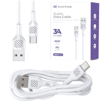 Nov USB-A USB-C kabel QC PD 3A 60W polnilni in podatkovni kabel 100 cm bel EE157-C