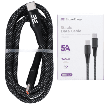 Nov USB-C x2 5A kabel QC PD 240W polnjenje in prenos podatkov 100 cm pleten siv EE160-CC