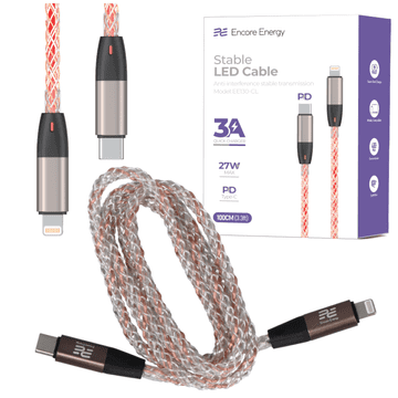Nov RGB osvetljen USB-C Lightning kabel QC PD 3A 27W polnilni in podatkovni kabel 100 cm EE130-CL
