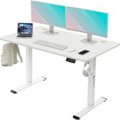 Nova miza WorkBase 1206 z električno nastavitvijo višine in ročaji, 120 x 60 cm, bela