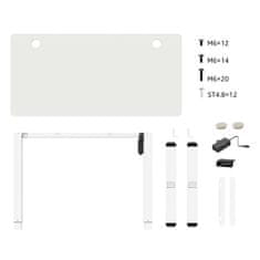 Nova miza WorkBase 1206 z električno nastavitvijo višine in ročaji, 120 x 60 cm, bela