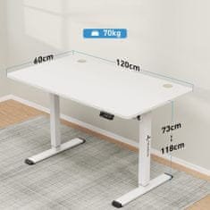 Nova miza WorkBase 1206 z električno nastavitvijo višine in ročaji, 120 x 60 cm, bela