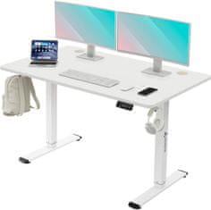 Nova miza WorkBase 1206 z električno nastavitvijo višine in ročaji, 120 x 60 cm, bela