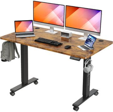 Nova miza WorkBase 1407 z električno nastavitvijo višine in ročaji, 140x70 cm, rustikalni hrast
