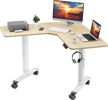 Kotna miza WorkBase 1206L z električno nastavitvijo višine, ročaj 120x120 cm, svetli hrast