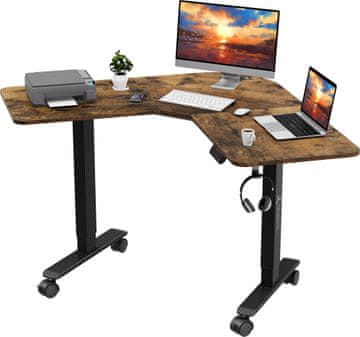 Kotna miza WorkBase 1206L z električno nastavitvijo višine, 120x120 cm, rustikalni hrast