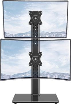 Novo navpično namizno stojalo DuoBase za dva monitorja 14-32" ergonomsko nastavljivo vrtljivo TRD-BLK-2STV-14"-32"