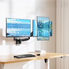 Nov stenski nosilec DuoFlexWall za dva monitorja 13-32", ergonomski, nastavljiv, vrtljiv, TRD-wblk-2AL