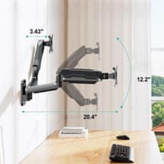Nov stenski nosilec DuoFlexWall za dva monitorja 13-32", ergonomski, nastavljiv, vrtljiv, TRD-wblk-2AL