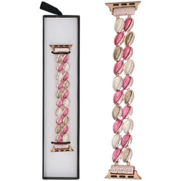 Nova raztegljiva zapestnica Gleam Shell, zapestnica Rose Garden za pametno uro Apple Watch 38/40/41 mm, roza
