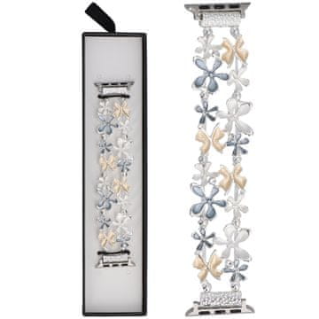 Nova raztegljiva zapestnica Gleam Flowers, srebrno sonce, za Apple Watch 38/40/41 mm, sivo-rumena