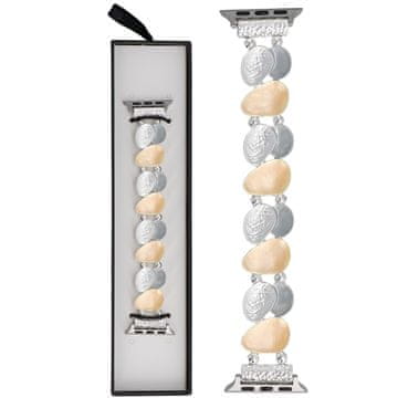 Nova raztegljiva zapestnica Gleam Almond v barvi jantarnega oblaka za Apple Watch 38/40/41 mm, srebrno-rumena