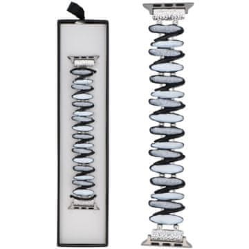 Nova raztegljiva zapestnica Gleam Twirl, dimljeno srebrna, za Apple Watch 38/40/41 mm, srebrno-črna