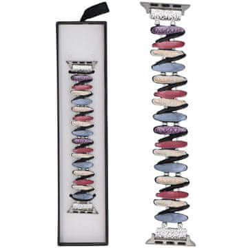 Nova raztegljiva zapestnica Gleam Twirl z motivom temnega dragulja za Apple Watch 38/40/41 mm srebrne barve