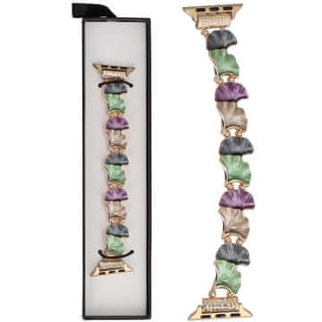 Nova raztegljiva zapestnica Gleam Ginkgo, žametna zapestnica iz somraka za Apple Watch 38/40/41 mm, zlate barve
