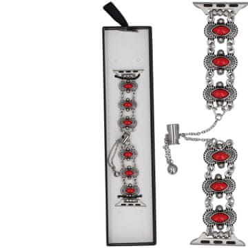 Nova zapestnica Slider Clasp Vintage Stones Coral Red za Apple Watch 38/40/41mm srebrno-rdeča