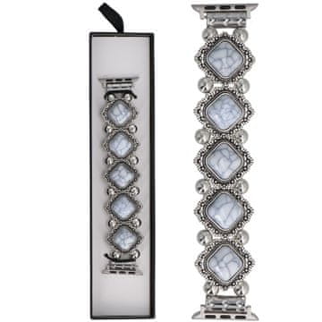 Nova raztegljiva zapestnica Vintage Stones Marmorirana bela zapestnica za pametno uro za Apple Watch 38/40/41 mm bela