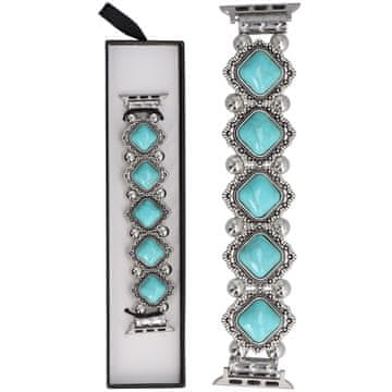 Nova raztegljiva zapestnica Vintage Stones z marmoriranim turkiznim vzorcem za Apple Watch 38/40/41 mm, mint barva