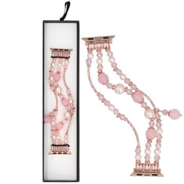 Nova zapestnica Triple Strand Beaded z obeski Rose Pearl za Apple Watch 38/40/41 mm roza
