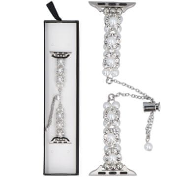 Nova zapestnica Slider Clasp Blossom z obeski Pearl Gleam za Apple Watch 38/40/41 mm, srebrna in biserna