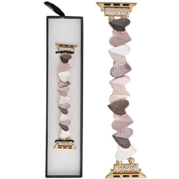 Nova zapestnica Gleam Heartbeat Stretch Bracelet Rose Coffee za pametno uro Apple Watch 38/40/41 mm rjavo-roza.