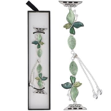 Nova zapestnica Slider Clasp z motivom metulja in celadon barvo za Apple Watch 38/40/41 mm, srebrno-zelena