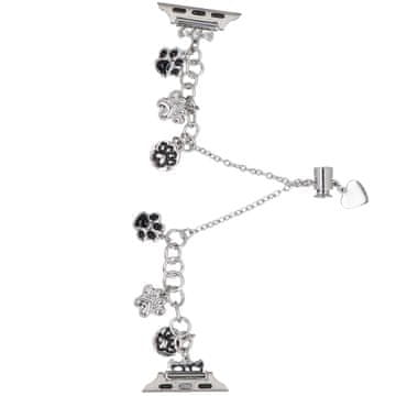 Nova zapestnica Slider Clasp Little Paws, srebrna, za Apple Watch 38/40/41 mm pametno uro, srebrna