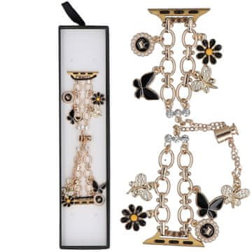 Nova zapestnica Slider Clasp z dvojno verižico Princess, zlata, za pametno uro Apple Watch 38/40/41 mm, zlata