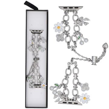 Nova zapestnica Slider Clasp z dvojno verižico Princess, srebrna, za Apple Watch 38/40/41 mm pametno uro, srebrna