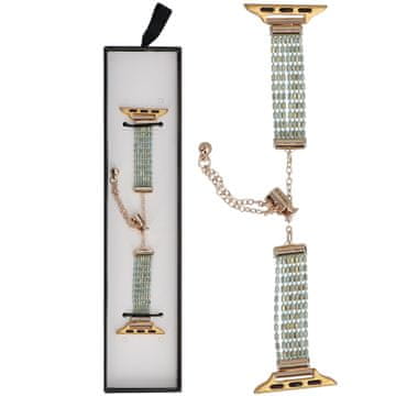 Nova zapestnica Slider Clasp z več vrstami in modro-belim sijočim vzorcem za Apple Watch 38/40/41 mm zlato-zelena