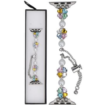 Nova zapestnica Slider Clasp z motivom detelje in kristalnimi bonboni za Apple Watch 38/40/41 mm, srebrne barve