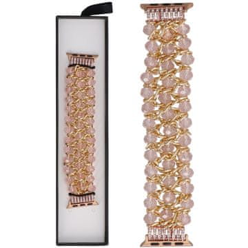 Nova raztegljiva zapestnica Sparkling Crystals Rose Gold za Apple Watch 38/40/41 mm Pink