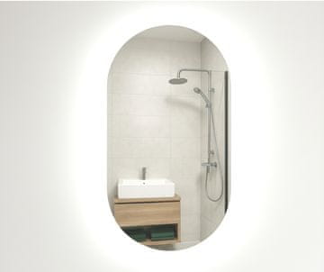 Bic Ovalno kopalniško ogledalo z LED osvetlitvijo BREZ okvirja, polirano 55x90 mirage BREZ stikala na dotik