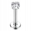Uhani z labretom, jeklo 316L, srebro, 1,2 mm x 8 mm, kroglica, piercing 3 mm