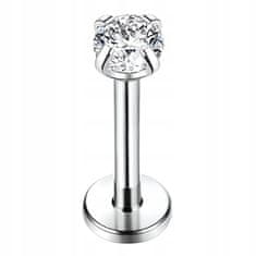 Uhani z labretom, jeklo 316L, srebro, 1,2 mm x 8 mm, kroglica, piercing 3 mm