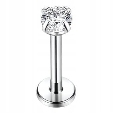 Uhani z labretom, jeklo 316L, srebro, 1,2 mm x 8 mm, kroglica, piercing 3 mm