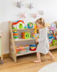 B.U. Montessori stoječa knjižna polica za otroške knjige in igrače hrast/bela