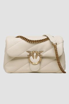 Pinko bela usnjena ženska torba za čez ramo Love Puff Classic