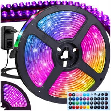 MON RGB LED barvni trak 5 m samolepilni z daljinskim upravljalnikom