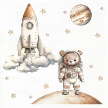 Stenske nalepke vesoljski medvedek astronavt planeti otroška soba 35x60cm
