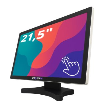 21,5-palčni industrijski POS monitor z zaslonom na dotik, polna HD ločljivost, IPS, 400 cd/m2, 1500:1, kapacitivni. Model M2150-COF-HV s stojalom