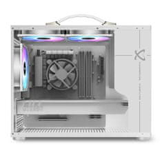 Računalniško ohišje Micro ATX, prenosno ohišje, stekleni ventilatorji RGB, USB-C. Bela. Model PV100-case