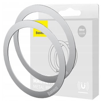 BASEUS Halo magnetni obroč za telefon, MagSafe, srebrn (2 kosa)