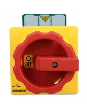 Siemens Glavno/zasilno stikalo 3P 32A 11,5kW AC23A 400V montažni gumb za ploščo centralna luknja 22,5 mm 3LD2254-0TK53