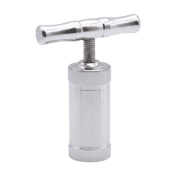 Ročna stiskalnica LTQ Vapor T-tip, srebrna, iz cinkove zlitine, 10.9 cm dolžine, za zelišča, začimbe, cvetni prah, česen, poper, sol, ergonomska, vzdržljiva, vsestranska uporaba v kuhinji ali