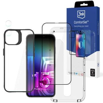 3MK Ovitek + steklo + leča za iPhone 15 Plus Set Comfort Set 4v1 ovitek s kaljenim steklom
